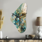 Turquoise Yellow Captivating Liquid Ink - Asymmetric Metal Wall Clock