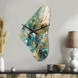 Turquoise Yellow Captivating Liquid Ink - Asymmetric Metal Wall Clock