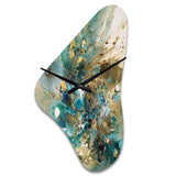 Turquoise Yellow Captivating Liquid Ink - Asymmetric Metal Wall Clock