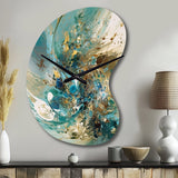 Turquoise Yellow Captivating Liquid Ink - Asymmetric Metal Wall Clock