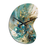 Turquoise Yellow Captivating Liquid Ink - Asymmetric Metal Wall Clock