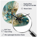 Turquoise Yellow Captivating Liquid Ink - Asymmetric Metal Wall Clock