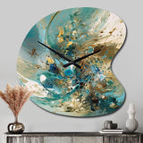 Turquoise Yellow Captivating Liquid Ink - Asymmetric Metal Wall Clock