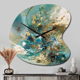 Turquoise Yellow Captivating Liquid Ink - Asymmetric Metal Wall Clock