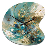 Turquoise Yellow Captivating Liquid Ink - Asymmetric Metal Wall Clock