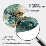 Turquoise Yellow Captivating Liquid Ink - Asymmetric Metal Wall Clock