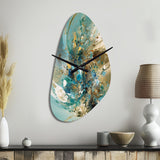 Turquoise Yellow Captivating Liquid Ink - Asymmetric Metal Wall Clock