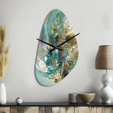 Turquoise Yellow Captivating Liquid Ink - Asymmetric Metal Wall Clock