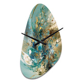 Turquoise Yellow Captivating Liquid Ink - Asymmetric Metal Wall Clock