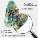 Turquoise Yellow Captivating Liquid Ink - Asymmetric Metal Wall Clock