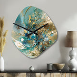 Turquoise Yellow Captivating Liquid Ink - Asymmetric Metal Wall Clock