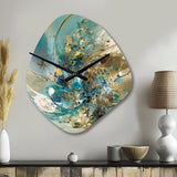 Turquoise Yellow Captivating Liquid Ink - Asymmetric Metal Wall Clock