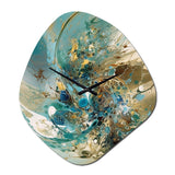 Turquoise Yellow Captivating Liquid Ink - Asymmetric Metal Wall Clock
