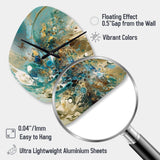 Turquoise Yellow Captivating Liquid Ink - Asymmetric Metal Wall Clock