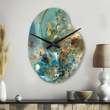 Turquoise Yellow Captivating Liquid Ink - Asymmetric Metal Wall Clock