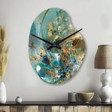 Turquoise Yellow Captivating Liquid Ink - Asymmetric Metal Wall Clock