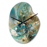 Turquoise Yellow Captivating Liquid Ink - Asymmetric Metal Wall Clock