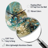 Turquoise Yellow Captivating Liquid Ink - Asymmetric Metal Wall Clock
