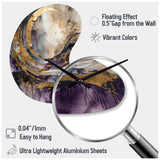 Purple Gold Captivating Liquid Ink - Asymmetric Metal Wall Clock