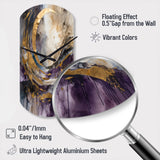 Purple Gold Captivating Liquid Ink - Asymmetric Metal Wall Clock