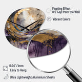 Purple Gold Captivating Liquid Ink - Asymmetric Metal Wall Clock