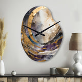 Purple Gold Captivating Liquid Ink - Asymmetric Metal Wall Clock