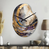 Purple Gold Captivating Liquid Ink - Asymmetric Metal Wall Clock