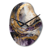 Purple Gold Captivating Liquid Ink - Asymmetric Metal Wall Clock