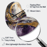 Purple Gold Captivating Liquid Ink - Asymmetric Metal Wall Clock