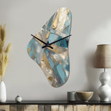 Blue Gold Transcendent Liquid Ink I - Asymmetric Metal Wall Clock