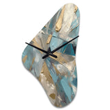 Blue Gold Transcendent Liquid Ink I - Asymmetric Metal Wall Clock