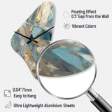 Blue Gold Transcendent Liquid Ink I - Asymmetric Metal Wall Clock
