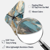 Blue Gold Transcendent Liquid Ink I - Asymmetric Metal Wall Clock
