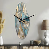 Blue Gold Transcendent Liquid Ink I - Asymmetric Metal Wall Clock