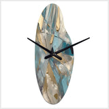 Blue Gold Transcendent Liquid Ink I - Asymmetric Metal Wall Clock