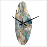 Blue Gold Transcendent Liquid Ink I - Asymmetric Metal Wall Clock