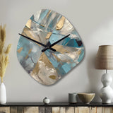 Blue Gold Transcendent Liquid Ink I - Asymmetric Metal Wall Clock