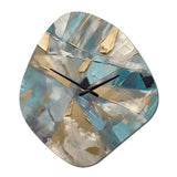 Blue Gold Transcendent Liquid Ink I - Asymmetric Metal Wall Clock