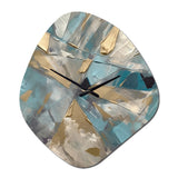 Blue Gold Transcendent Liquid Ink I - Asymmetric Metal Wall Clock