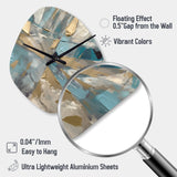 Blue Gold Transcendent Liquid Ink I - Asymmetric Metal Wall Clock
