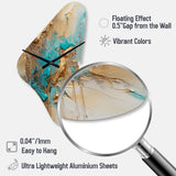 Gold Blue Transcendent Liquid Ink II - Asymmetric Metal Wall Clock