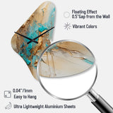 Gold Blue Transcendent Liquid Ink II - Asymmetric Metal Wall Clock