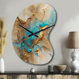 Gold Blue Transcendent Liquid Ink II - Asymmetric Metal Wall Clock