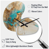 Gold Blue Transcendent Liquid Ink II - Asymmetric Metal Wall Clock