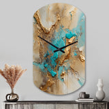 Gold Blue Transcendent Liquid Ink II - Asymmetric Metal Wall Clock