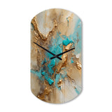 Gold Blue Transcendent Liquid Ink II - Asymmetric Metal Wall Clock