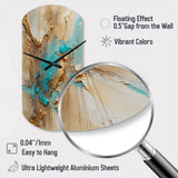 Gold Blue Transcendent Liquid Ink II - Asymmetric Metal Wall Clock