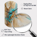 Gold Blue Transcendent Liquid Ink II - Asymmetric Metal Wall Clock