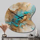 Gold Blue Transcendent Liquid Ink II - Asymmetric Metal Wall Clock