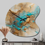Gold Blue Transcendent Liquid Ink II - Asymmetric Metal Wall Clock